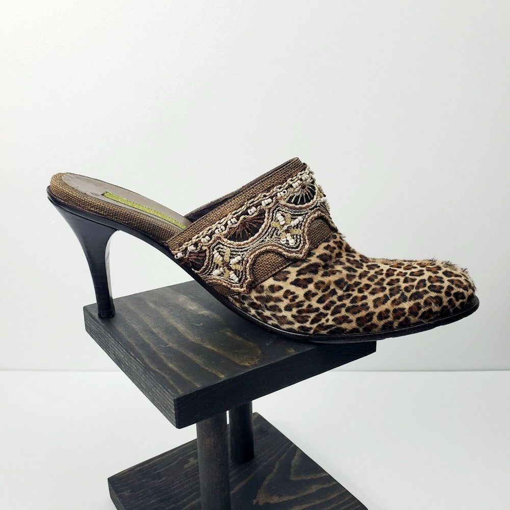 Cydney Mandel Handmade Leopard Mules Sz 8.5 EUC - Picture 2 of 7